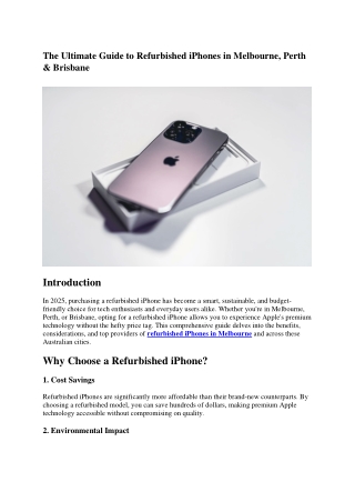 The Ultimate Guide to Refurbished iPhones in Melbourne