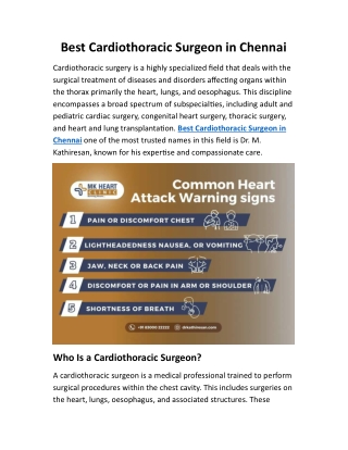 Best Cardiothoracic Surgeon in Chennai