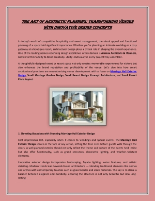 The Art of Aesthetic Planning: Transforming Venues with Innovative Design Concep