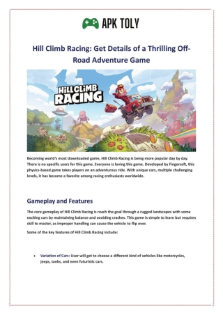 Hill Climb Racing: Get Details of a Thrilling Off-Road Adventure Game