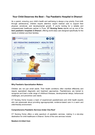 Your Child Deserves the Best – Top Paediatric Hospital in Dhanori