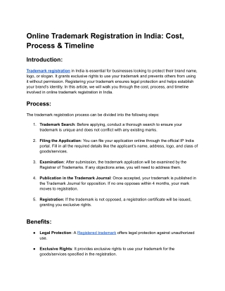 Online Trademark Registration in India_ Cost, Process & Timeline