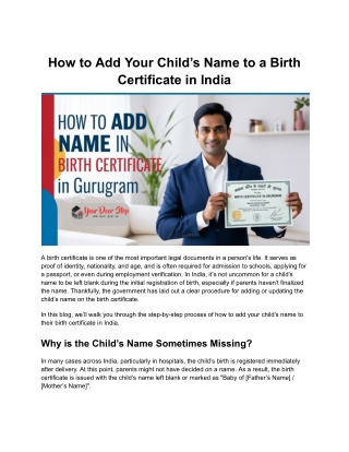 How to Add Name in Birth Certificate in Gurugram | Your Door Step