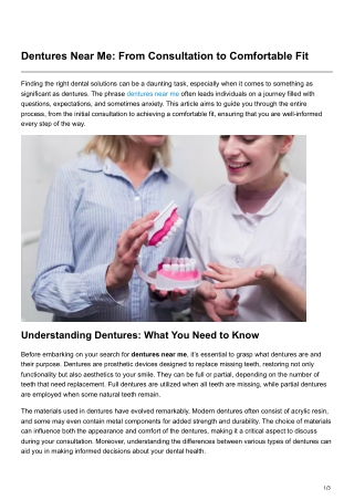 Dentures Near Me From Consultation to Comfortable Fit