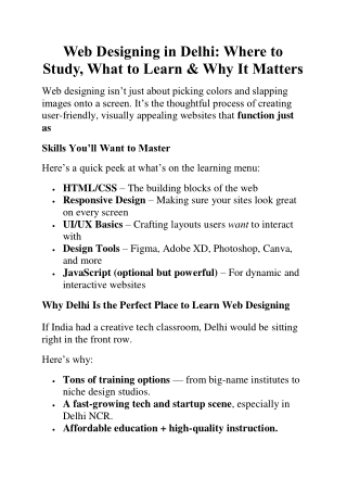 Web Designing Courses in Delhi