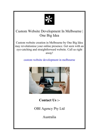 Custom Website Development In Melbourne | One Big Idea
