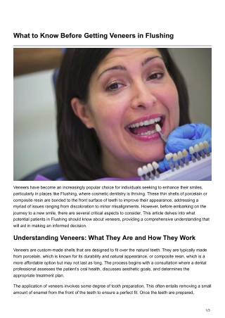 What to Know Before Getting Veneers in Flushing