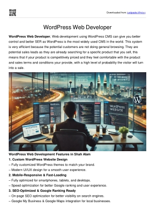 WordPress Web Developer Shah Alam