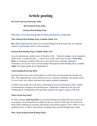 _Kalsarp Dosh Healing Pooja Available Online Now