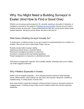 Why You Might Need a Building Surveyor in Exeter (And How to Find a Good One)