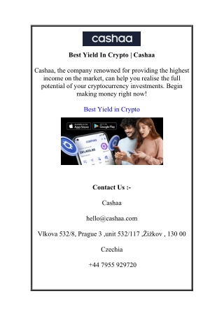 Best Yield In Crypto | Cashaa