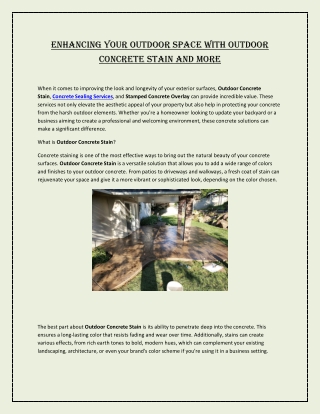 Enhancing Your Outdoor Space with Outdoor Concrete Stain and More