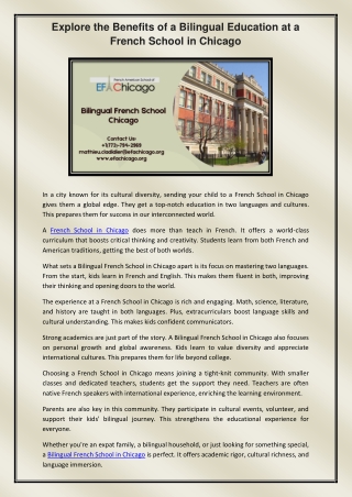 Bilingual French School Chicago
