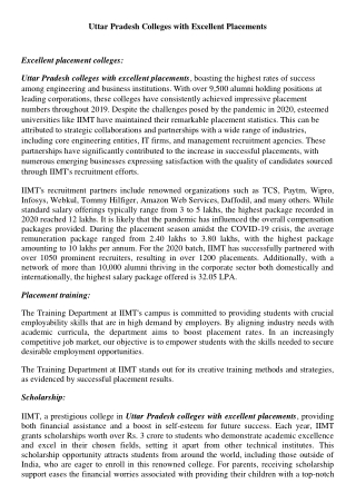 Uttar Pradesh colleges with excellent placements