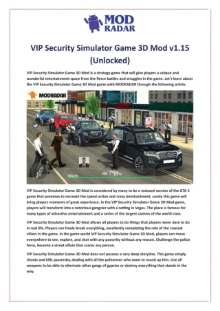 VIP Security Simulator Game 3D Mod v1.15 (Unlocked)