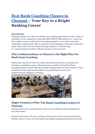 Best Bank Coaching Classes in Chennai – weshineacademy