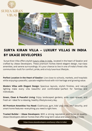 Surya Kiran Villa – Luxury Villas in India by Ukase Developers