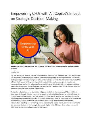 Empowering CFOs with AI- Copilot’s Impact on Strategic Decision-Making