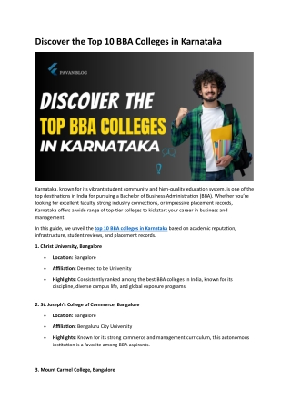 Discover the Top 10 BBA Colleges in Karnataka