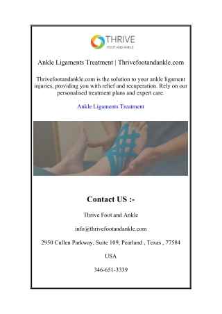 Ankle Ligaments Treatment | Thrivefootandankle.com