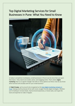 Top Digital Marketing Services for Small Businesses in Pune What You Need to Know