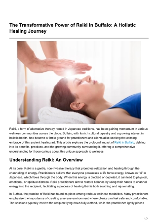 The Transformative Power of Reiki in Buffalo A Holistic Healing Journey