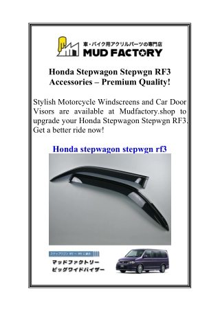 Honda Stepwagon Stepwgn RF3 Accessories – Premium Quality!