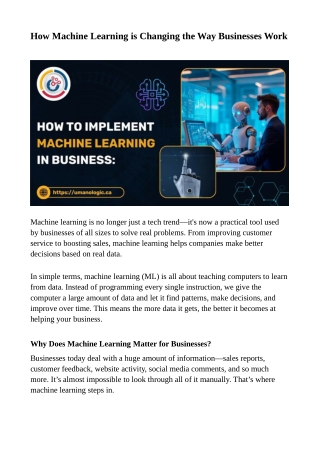 How Machine Learning is Changing the Way Businesses Work