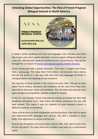 French program bilingual school