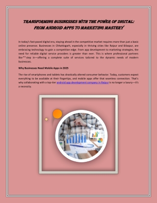 Transforming Businesses with the Power of Digital: From Android Apps to Marketin