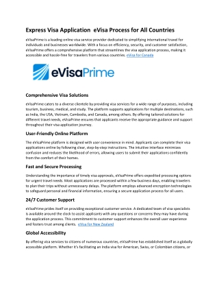 Express Visa Application  eVisa Process for All Countries