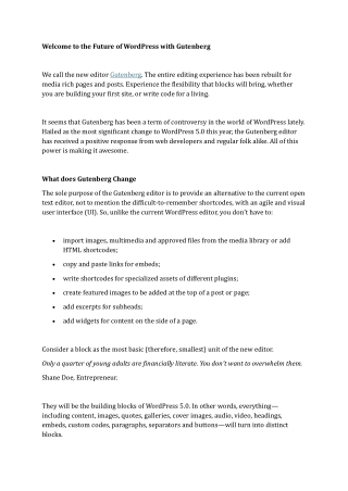 Welcome to the Future of WordPress with Gutenberg