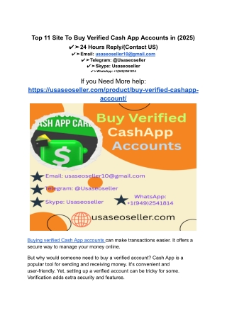 Top 11 Site To Buy Verified Cash App Accounts in (2025)