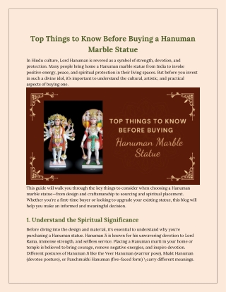 Top Things to Know Before Buying a Hanuman Marble Statue