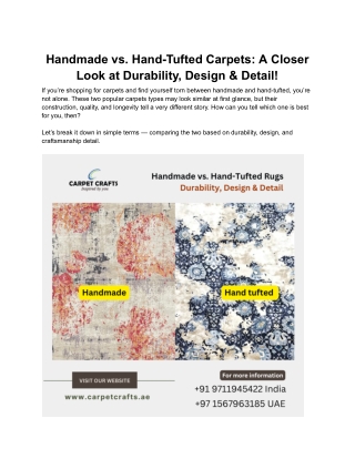 Handmade vs. Hand-Tufted Carpets_ A Closer Look at Durability, Design & Detail!