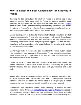 How to Select the Best Consultancy for Studying in France