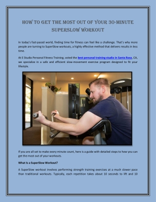 How to Get the Most Out of Your 30-Minute SuperSlow Workout