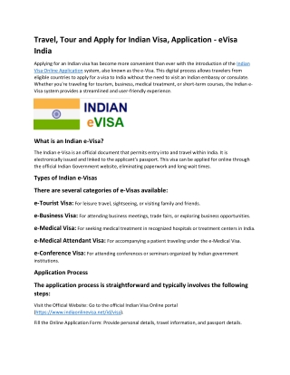 Travel Tour and Apply for Indian Visa Application  eVisa India