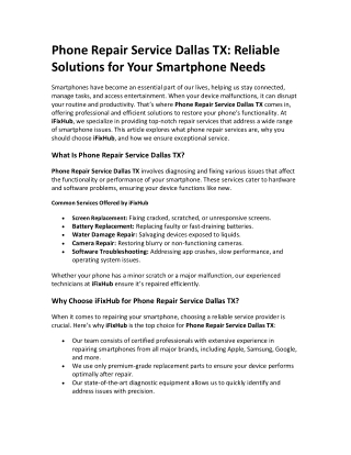 Phone Repair Service Dallas TX Reliable Solutions for Your Smartphone Needs