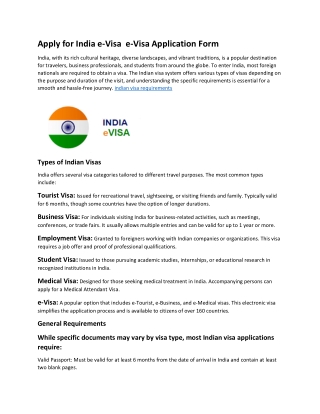 Apply for India eVisa  eVisa Application Form