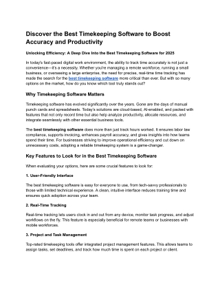 Discover the Best Timekeeping Software to Boost Accuracy and Productivity