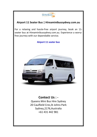 Airport 11 Seater Bus  Hireaminibussydney.com.au