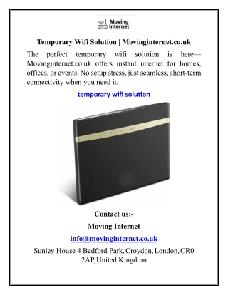 Temporary Wifi Solution Movinginternet.co.uk