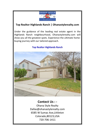Top Realtor Highlands Ranch Ohanastylerealty.com