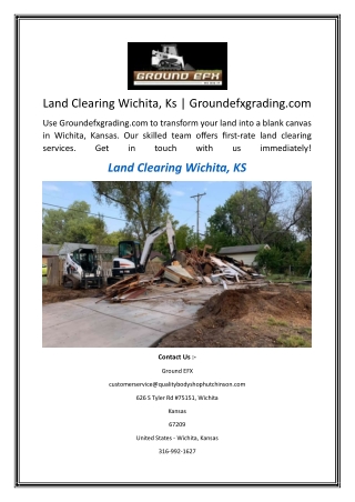 Land Clearing Wichita, Ks  Groundefxgrading