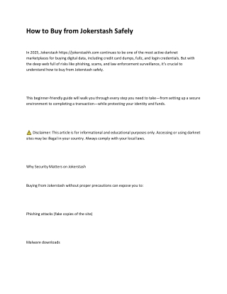 How to Buy from Jokerstash Safely