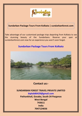 Sundarban Package Tours From Kolkata sundarbanforest.com