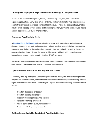 _Psychiatrist in Gaithersburg