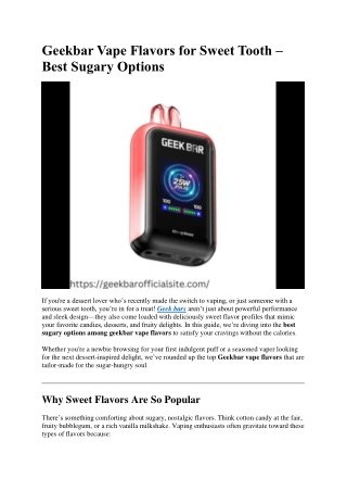 Geekbar Vape Flavors for Sweet Tooth – Best Sugary Options