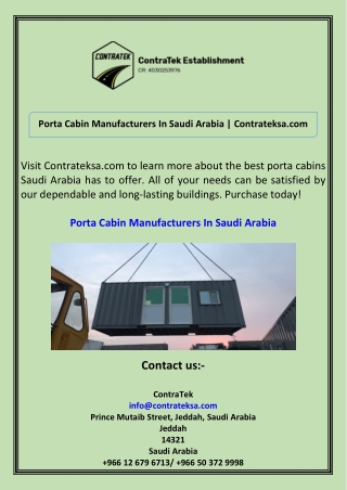 Porta Cabin Manufacturers In Saudi Arabia Contrateksa.com